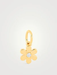 14K Gold Daisy Charm Pendant With Diamond