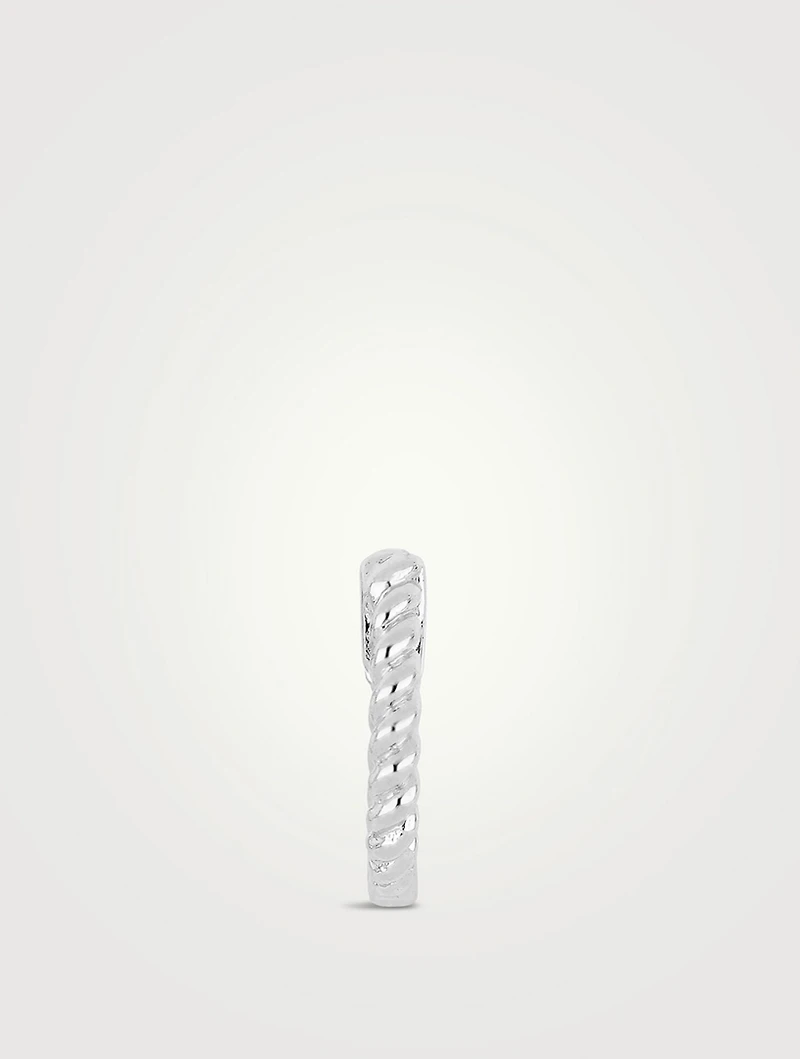 Mini 14K White Gold Twist Huggie Hoop Earring