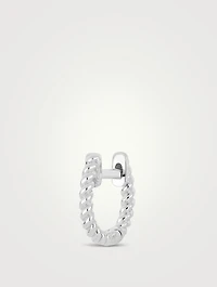 Mini 14K White Gold Twist Huggie Hoop Earring