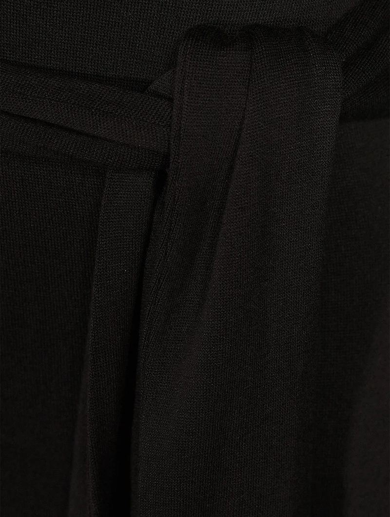 Long-Sleeve Wrap Midi Dress