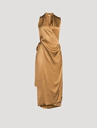 Satin Draped Wrap Dress
