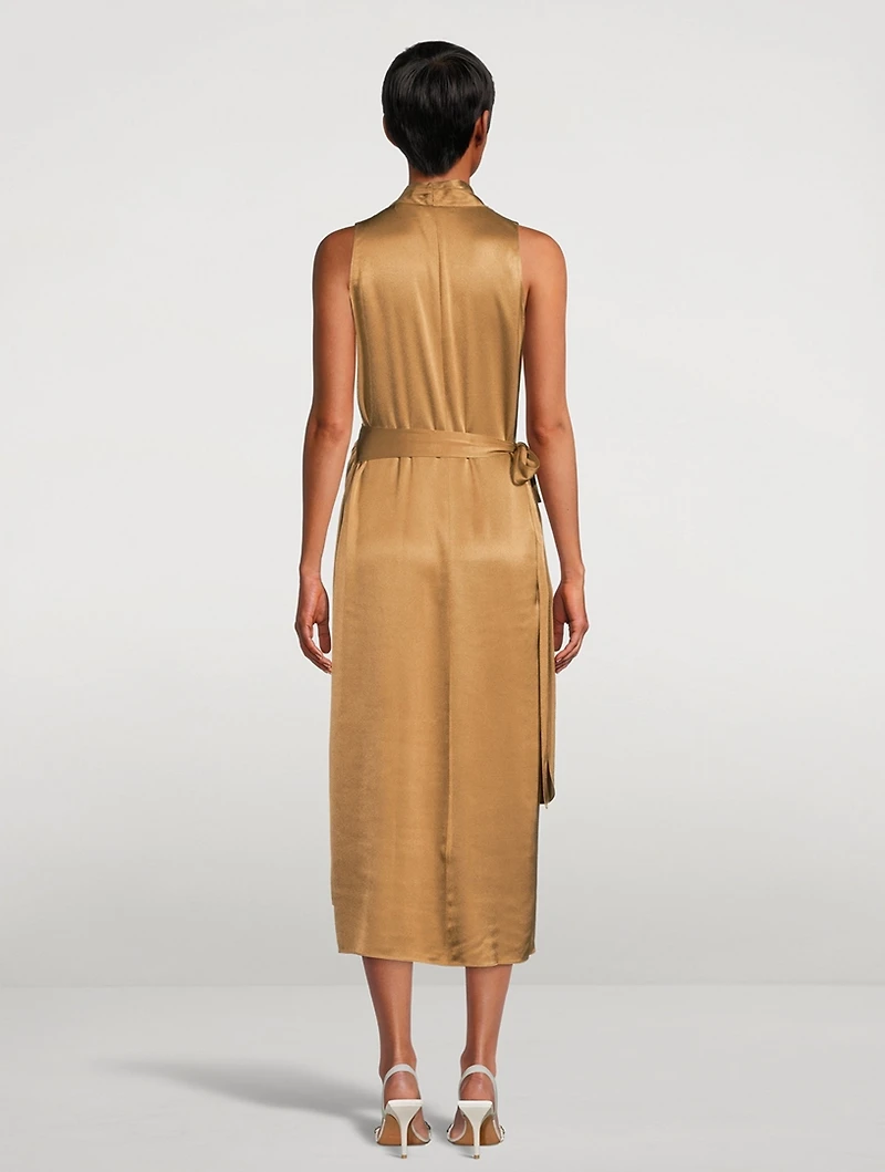 Satin Draped Wrap Dress