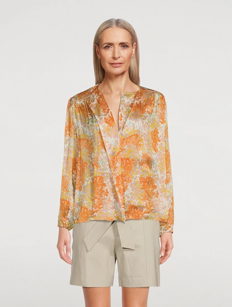 Garden Silk Shirred Blouse