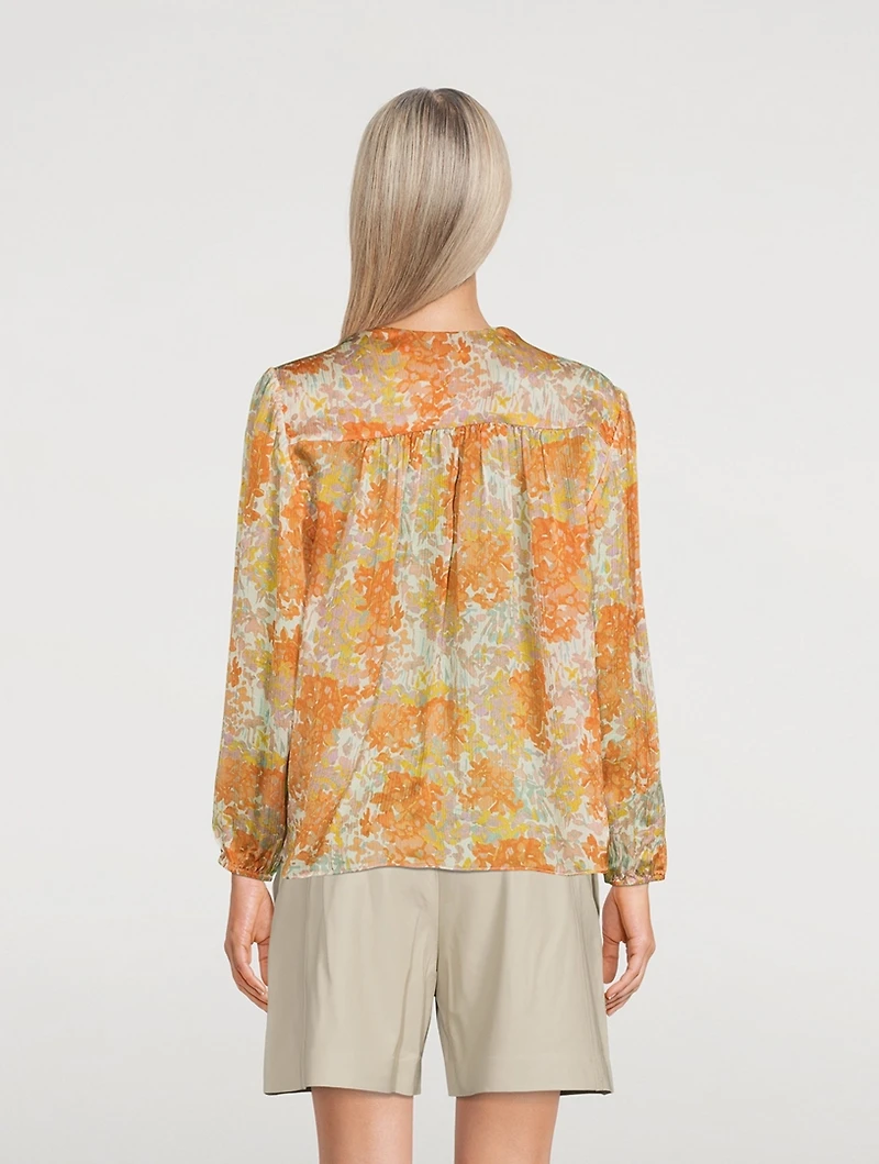 Garden Silk Shirred Blouse