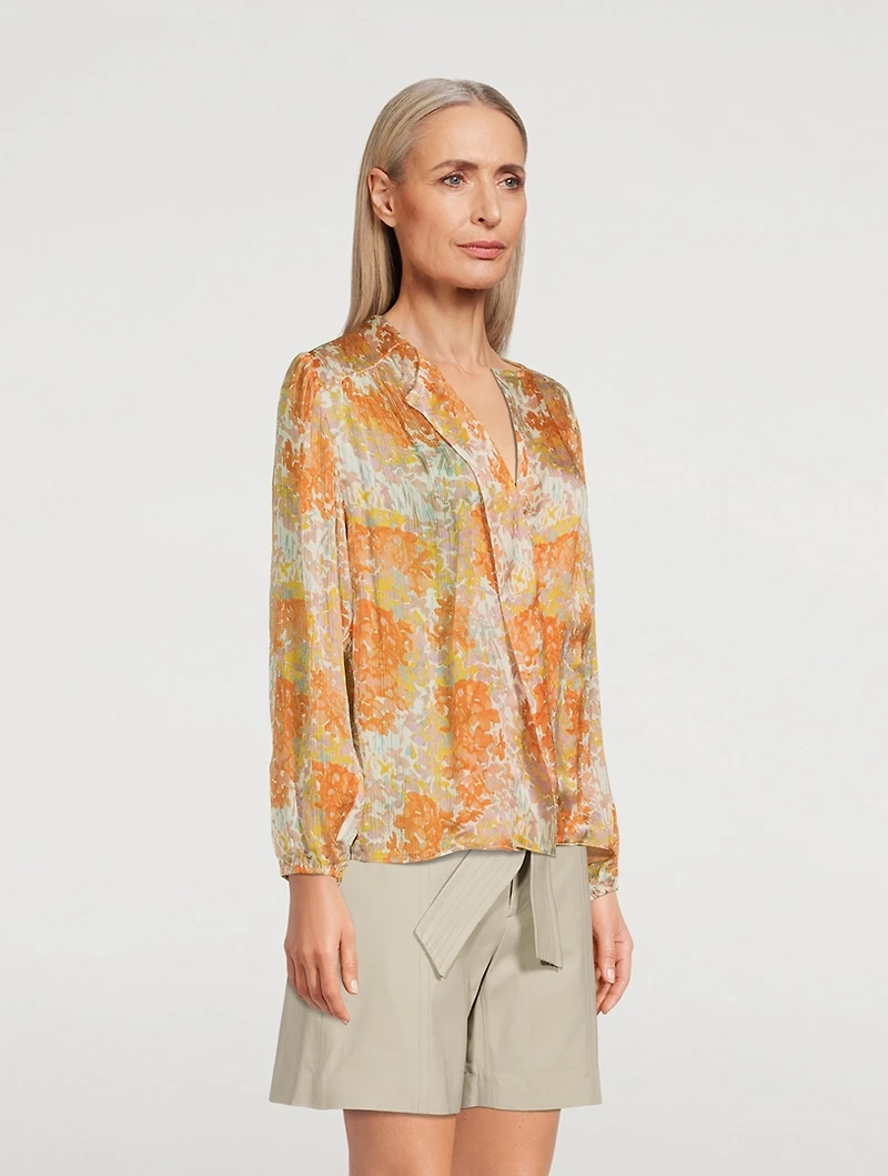 Garden Silk Shirred Blouse
