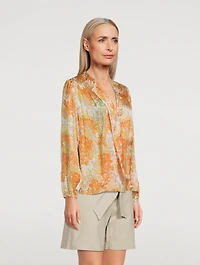 Garden Silk Shirred Blouse