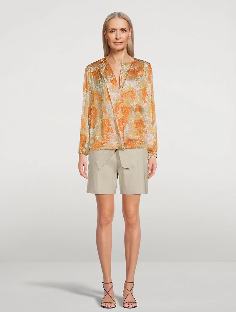 Garden Silk Shirred Blouse