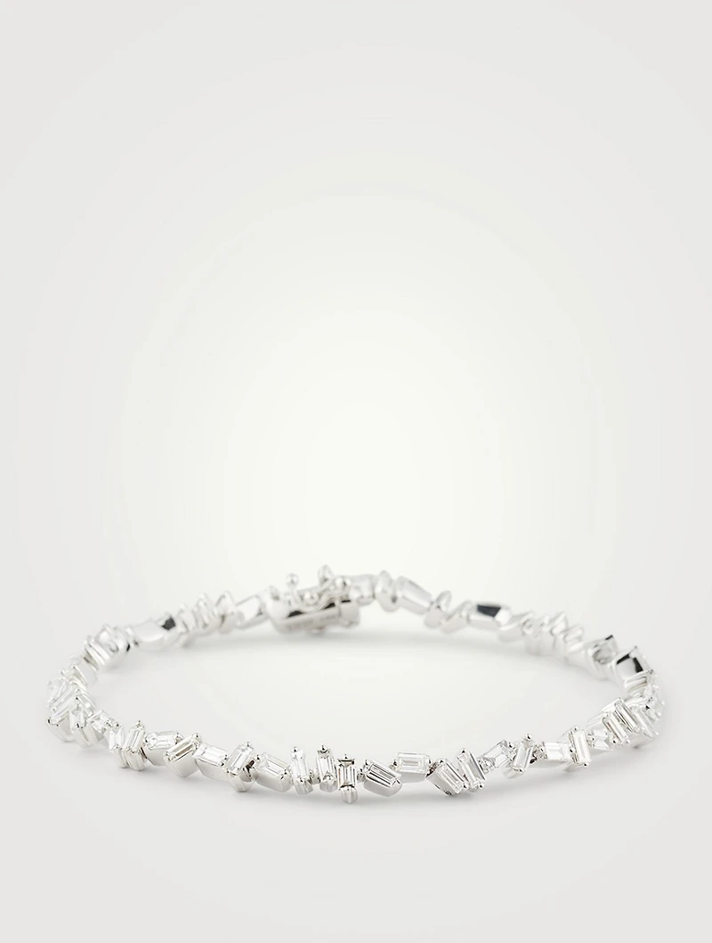 Fireworks 18K White Gold Flexible Tennis Bracelet With Diamonds