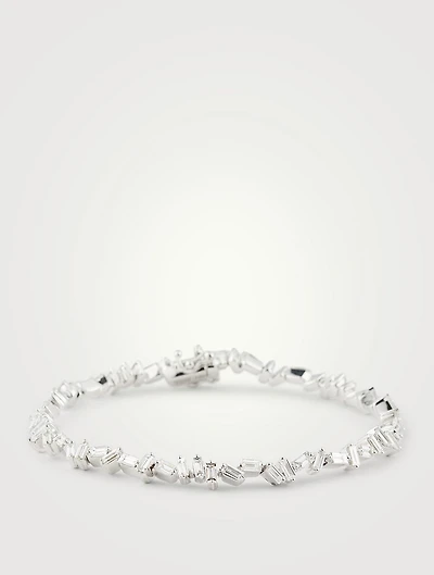 Fireworks 18K White Gold Flexible Tennis Bracelet With Diamonds