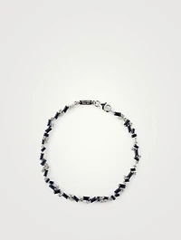 Fireworks Bliss 18K White Gold Tennis Bracelet With Blue Sapphire And Diamonds