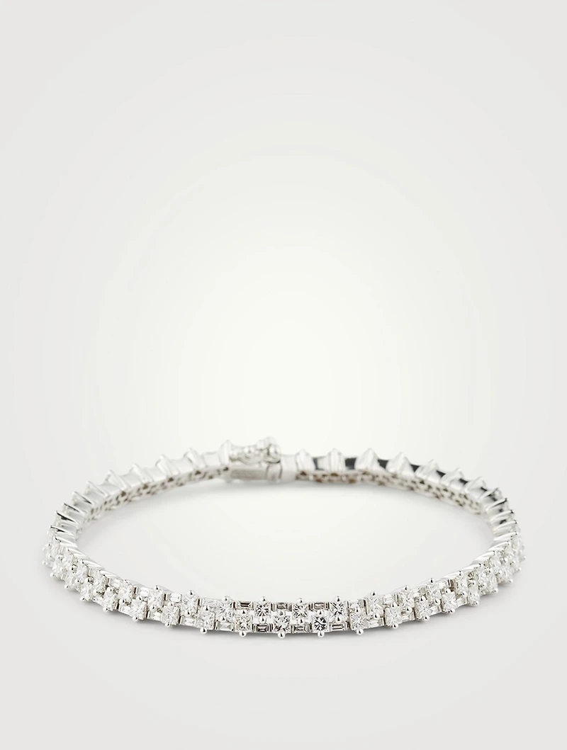 Fireworks 18K White Gold Flexible Tennis Bracelet With Diamonds