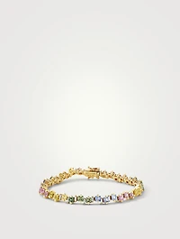 Fireworks 18K Gold Tennis Bracelet With Pastel Sapphires And Diamonds