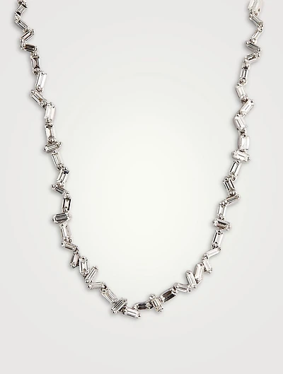 Fireworks 18K White Gold Zig-Zag Tennis Necklace With Diamonds