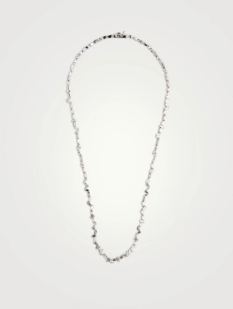 Fireworks 18K White Gold Zig-Zag Tennis Necklace With Diamonds