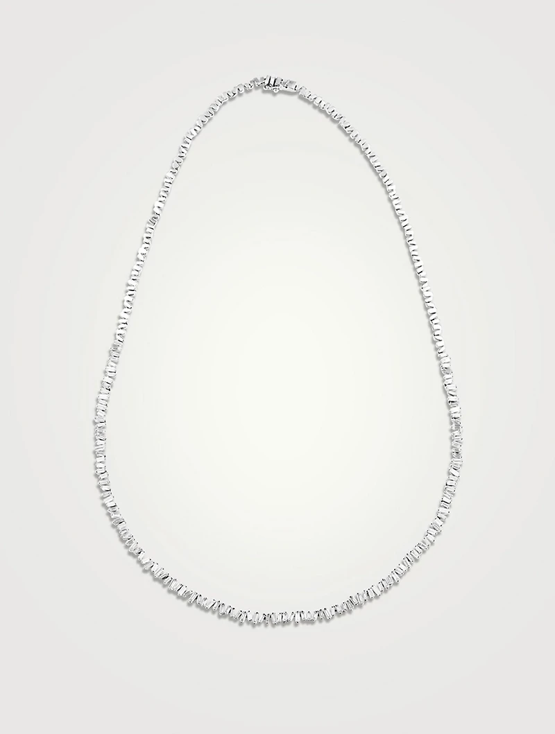 Mini Fireworks 18K White Gold Tennis Necklace With Diamonds
