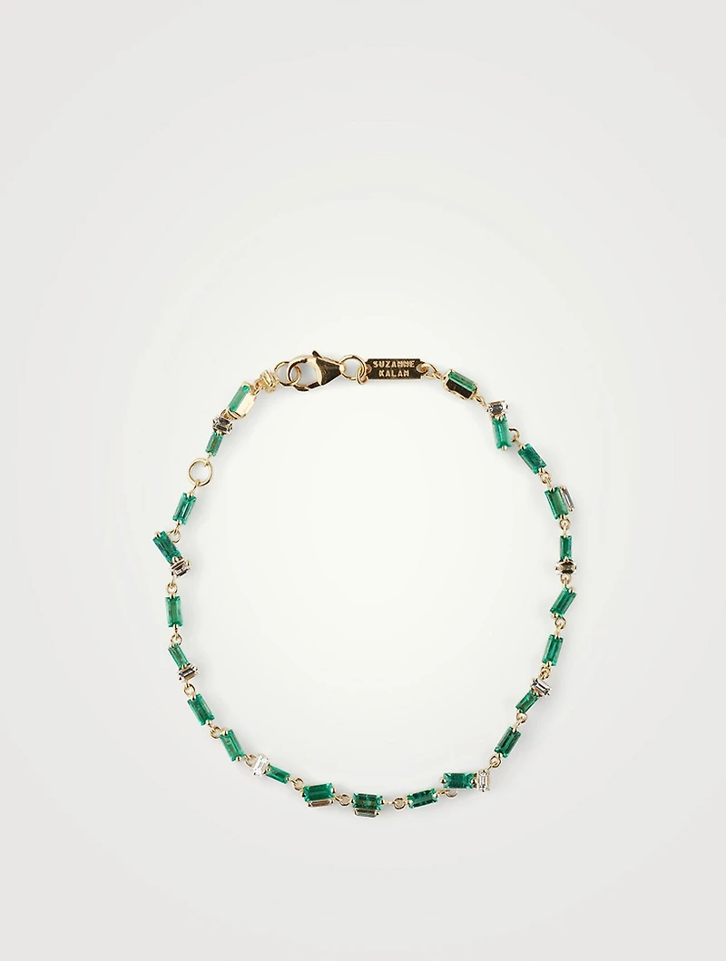 One-Of-A-Kind 18K Gold Tennis Bracelet With Emeralds