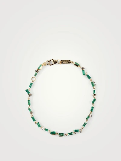 One-Of-A-Kind 18K Gold Tennis Bracelet With Emeralds