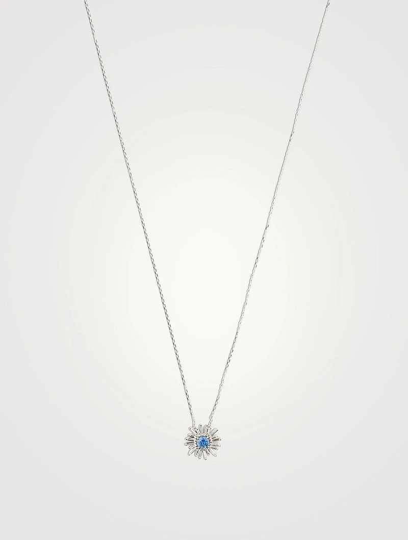 One-Of-A-Kind 18K White Gold Pendant Necklace With Blue Sapphire And Diamonds