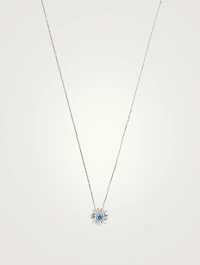 One-Of-A-Kind 18K White Gold Pendant Necklace With Blue Sapphire And Diamonds