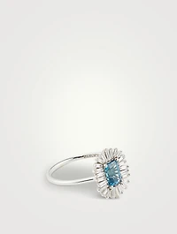 One-Of-A-Kind 18K White Gold Ring With London Blue Topaz And Diamonds