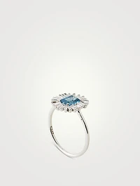 One-Of-A-Kind 18K White Gold Ring With London Blue Topaz And Diamonds