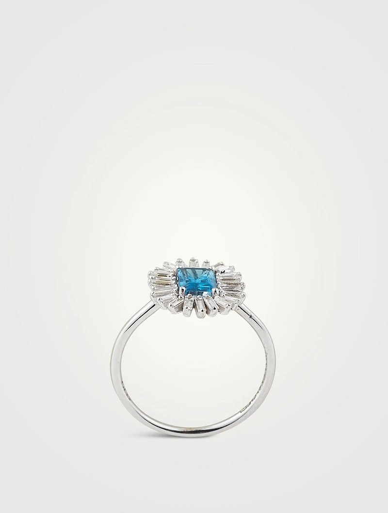 One-Of-A-Kind 18K White Gold Ring With London Blue Topaz And Diamonds