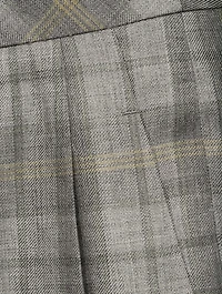 Cashmere Silk Gabardine Wide-Leg Trousers Check Print