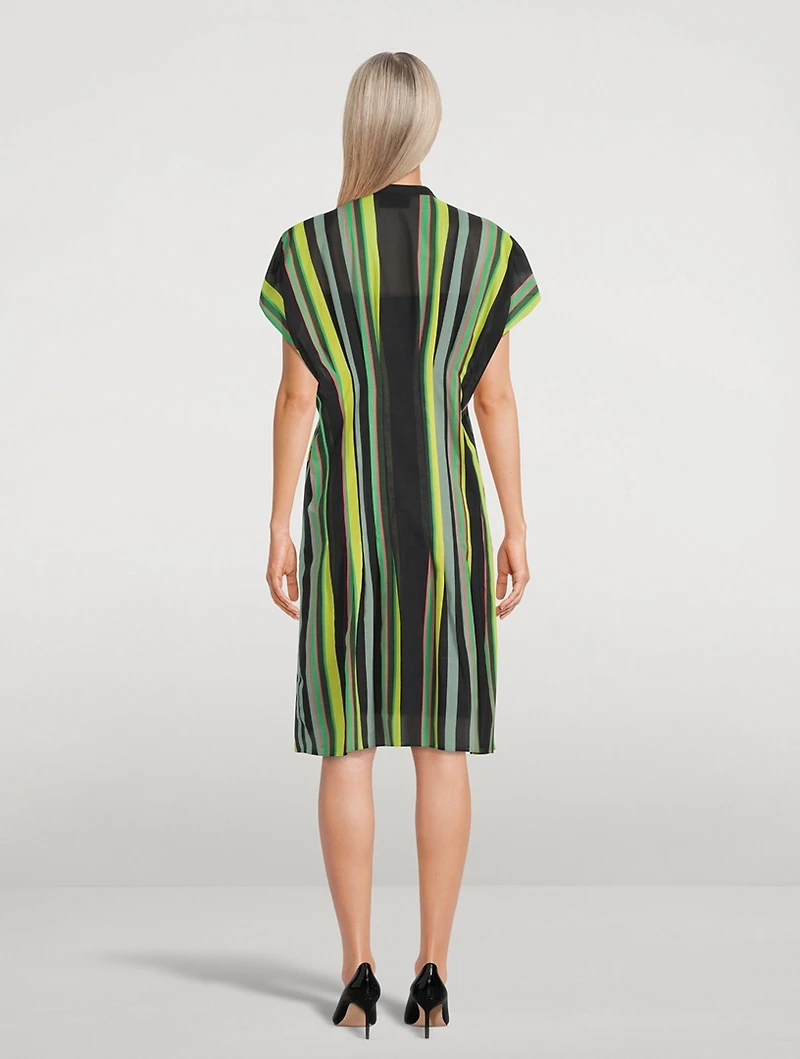 Cotton Voile Tunic Dress Stripe Print
