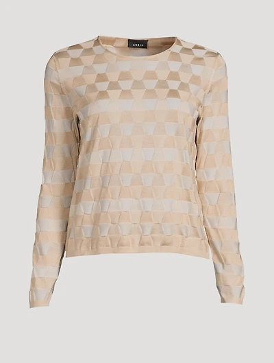 Trapezoid Jacquard Silk Sweater