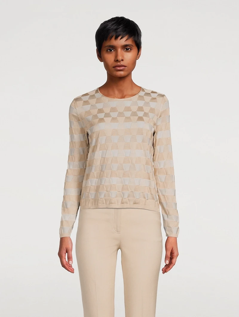 Trapezoid Jacquard Silk Sweater