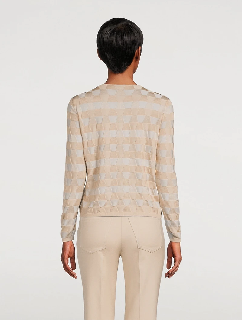 Trapezoid Jacquard Silk Sweater