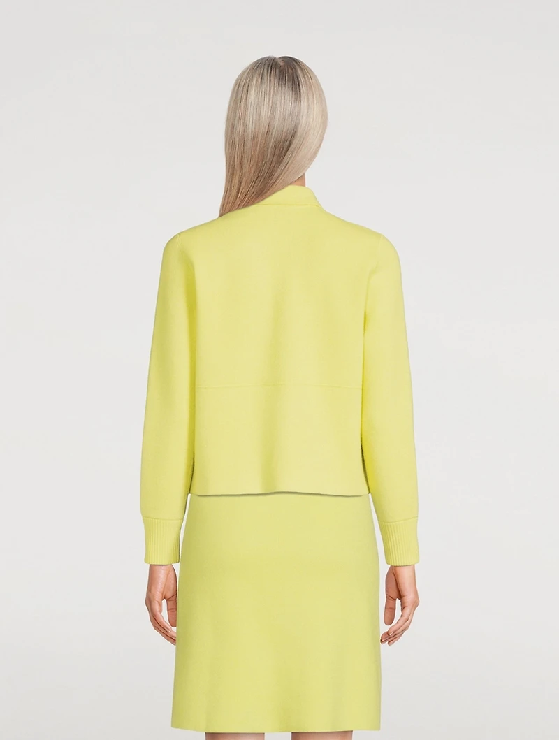 Cashmere Piqué Zip Cardigan