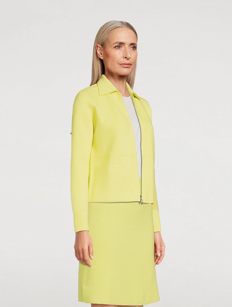 Cashmere Piqué Zip Cardigan