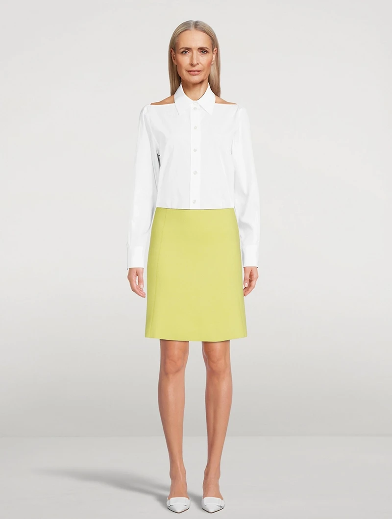Cashmere Piqué Midi Skirt