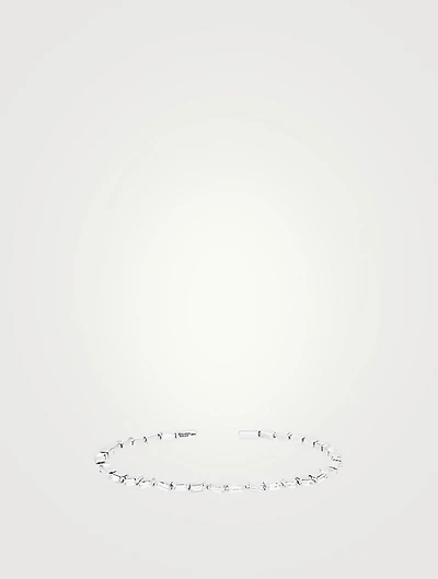 Fireworks 18K White Gold Thin Bangle Bracelet With Diamonds