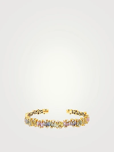 Pastel Fireworks 18K Gold Flexible Bangle Bracelet With Sapphires And Diamonds