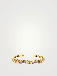 Pastel Fireworks 18K Gold Flexible Bangle Bracelet With Sapphires And Diamonds