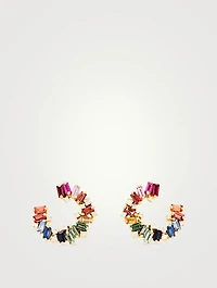 Isla 18K Gold Spiral Hoop Earrings With Rainbow Sapphires And Diamonds