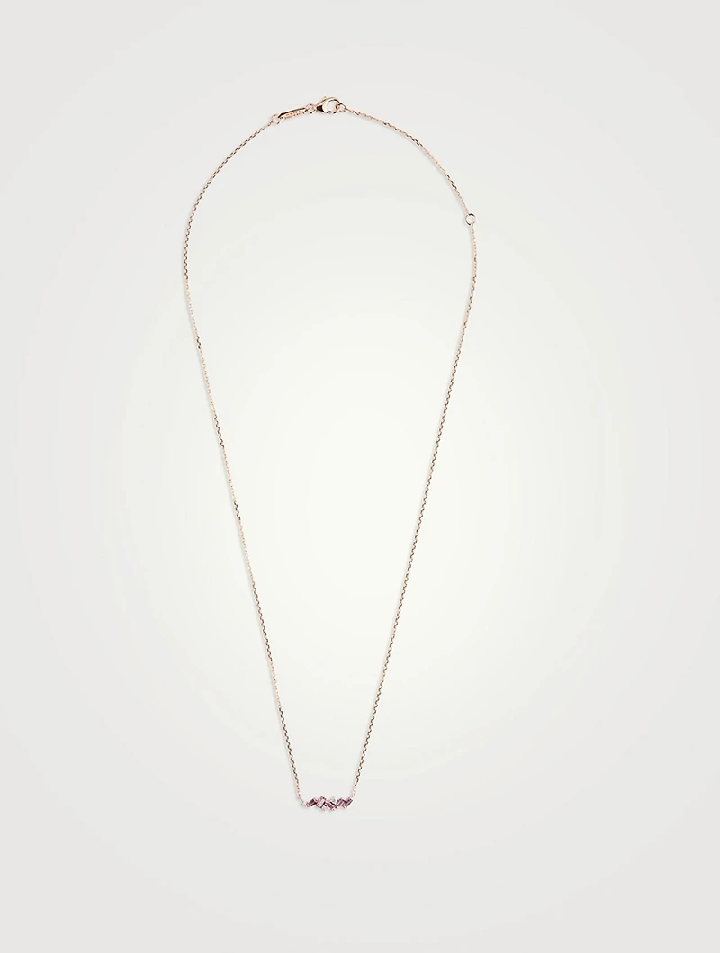 18K Rose Gold Fireworks Bar Necklace With Pink Sapphires And Diamonds