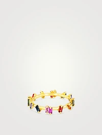 Rainbow Fireworks 18K Gold Barbwire Ring With Sapphires
