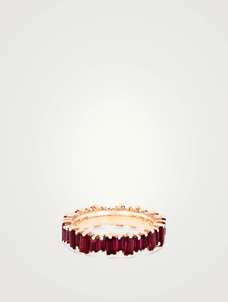 Fireworks 18K Rose Gold Eternity Band With Rubies