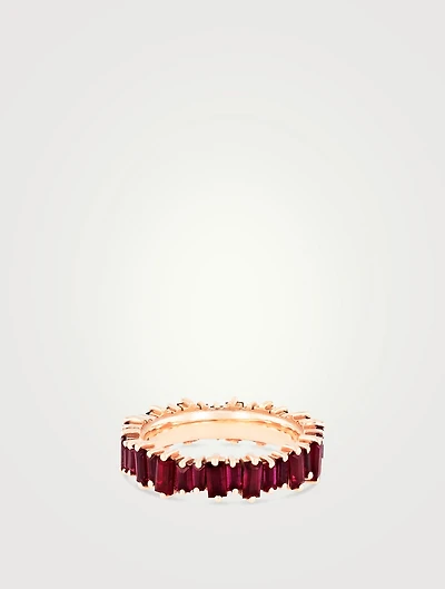 Fireworks 18K Rose Gold Eternity Band With Rubies