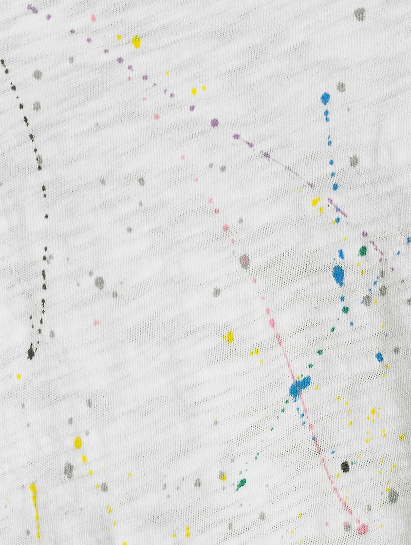 Slub Jersey V-Neck T-Shirt Paint Splatter Print