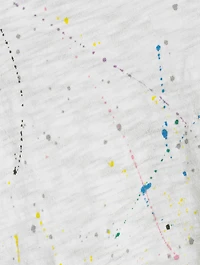 Slub Jersey V-Neck T-Shirt Paint Splatter Print
