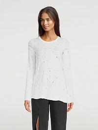 Slub Jersey Long-Sleeve T-Shirt Paint Splatter Print