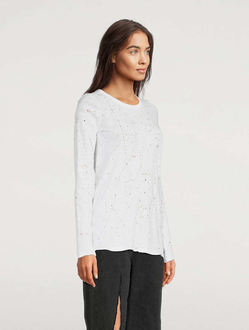 Slub Jersey Long-Sleeve T-Shirt Paint Splatter Print