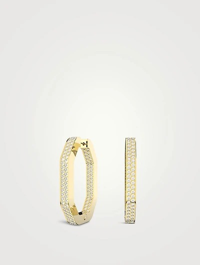 Dextera Octagonal Hoop Earrings With Crystals