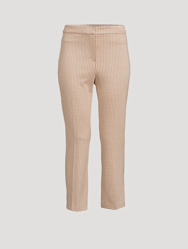 Eco Knit Cropped Trousers Houndstooth Print