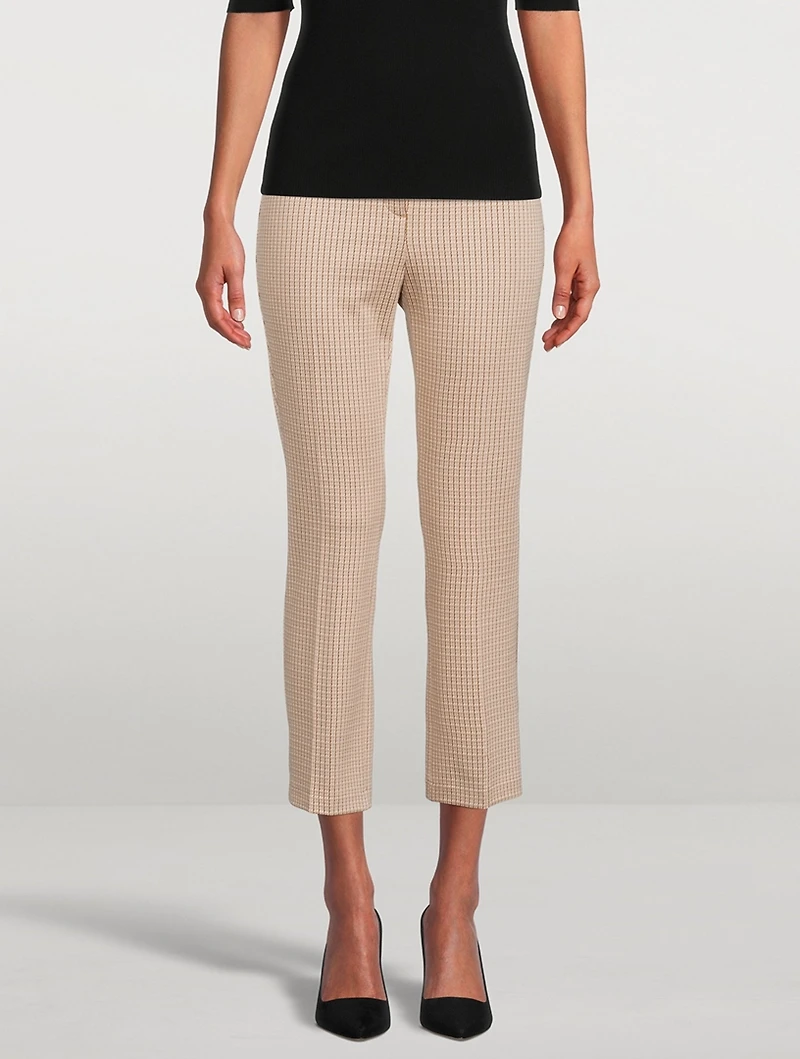 Eco Knit Cropped Trousers Houndstooth Print
