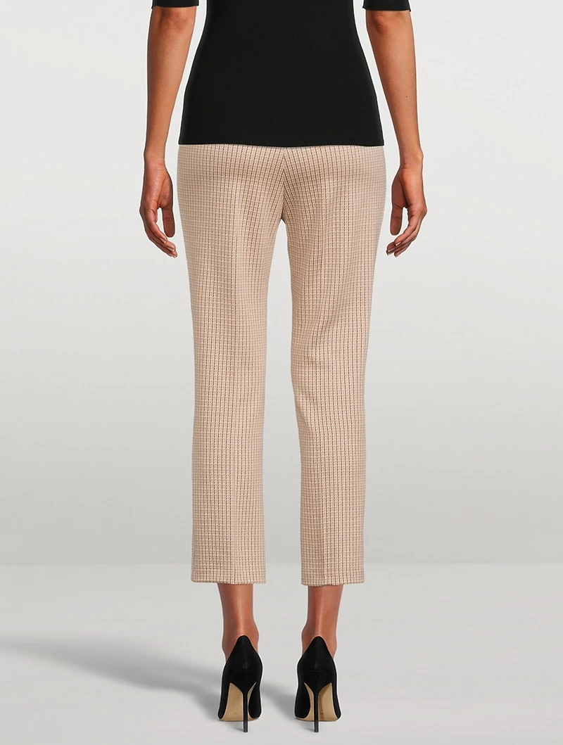 Eco Knit Cropped Trousers Houndstooth Print